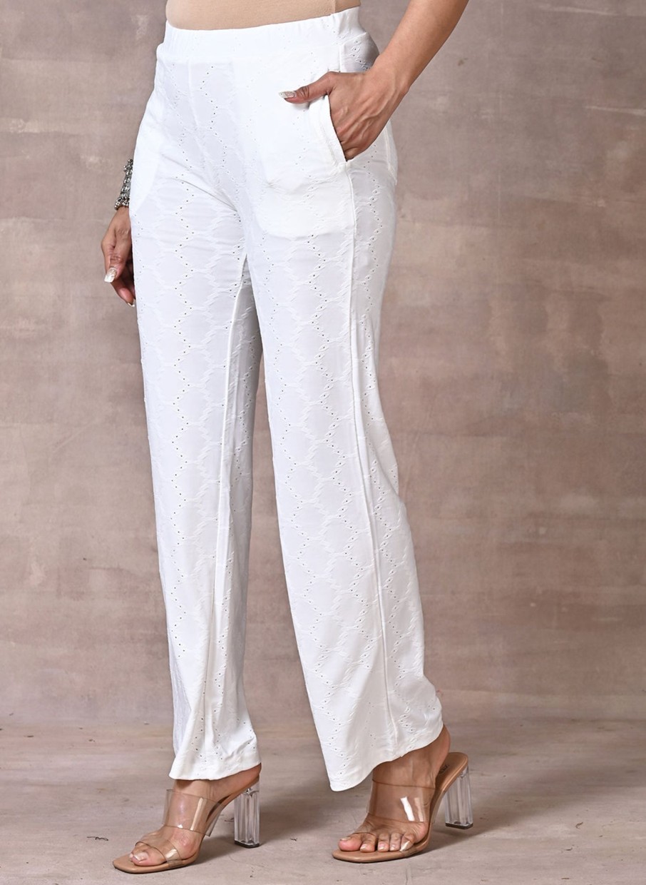 Buy CareDreams Pants for Women White Plazo for Womens Pure Cotton Full at  Amazon.in